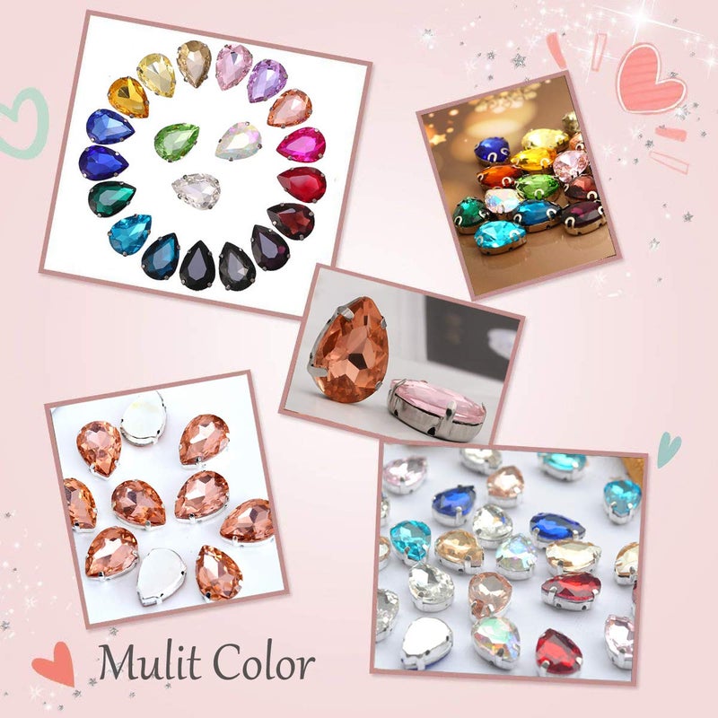 Jyukan Gold Teardrop Rhinestones 50 PCS 13x18 mm Flatback Rhinestones Sew on with Settings for Clothes Crafts Projects - Image 3